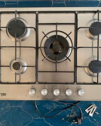 piano cottura gas inox 5 fuochi Beko