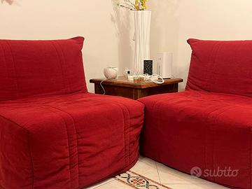 Poltrone singole IKEA in velluto rosso sfoderabii