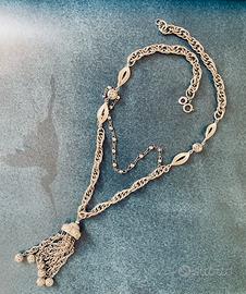 Collana/sauroir vintage 60/70 in metallo argento