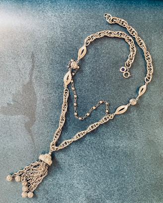 Collana/sauroir vintage 60/70 in metallo argento