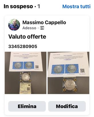Moneta argento periziata