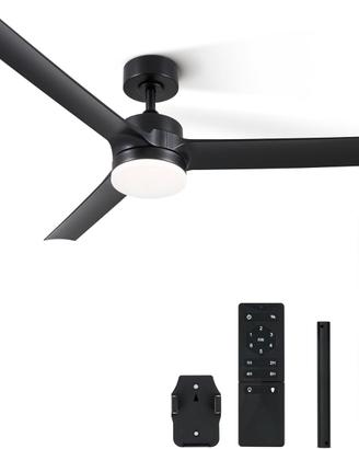 Ventilatore da soffitto nero con luce 132 cm