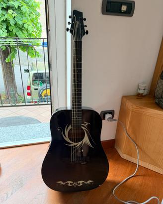 Chitarra classica Stagg nera con decorazione