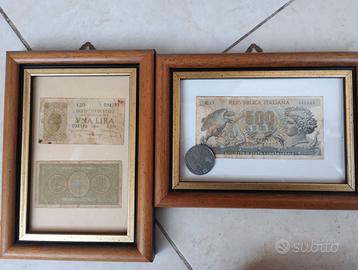 Una lira 1944 - una lira 1939 - 500 lire carta