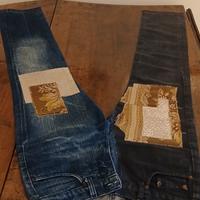 Jeans bicolore con inserti