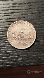Moneta da 500 Lire d'argento Caravelle 