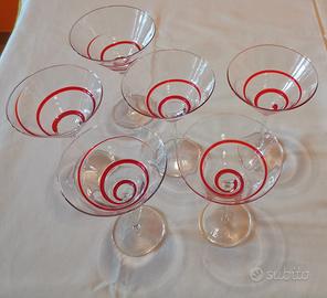 6 calici con gambo per cocktail 