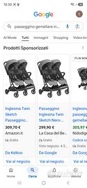 passeggino gemellare inglesina twin sketch 