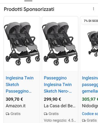 passeggino gemellare inglesina twin sketch 