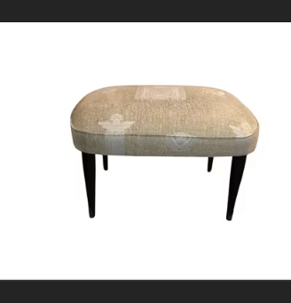 Antico pouf in legno con imbottitura tessuto