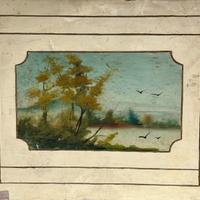 Dipinto paesaggistico su legno