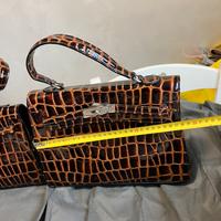 Borsa nuova vera pelle di ovino stampato coccodril