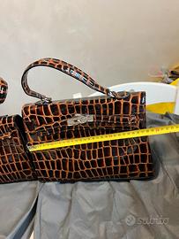 Borsa nuova vera pelle di ovino stampato coccodril