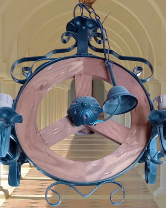 Lampadario rustico ruota di carro