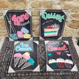 Quattro oleografie retroilluminate a led nuove AD.