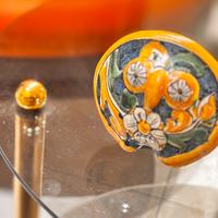 Gufo in ceramica verde e gialla, Sicilia, Alessi