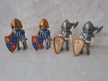 playmobil cavalieri 2x leone 2x d'argento