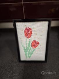 Quadretto "I tulipani " ricamo a mano 