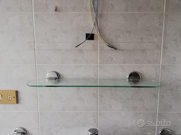 Mensola da bagno in vetro temperato con sup.cromat