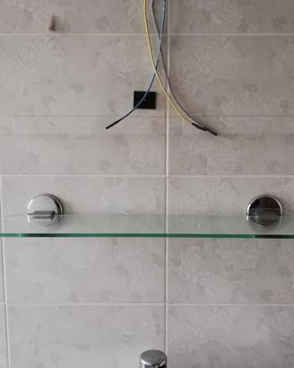 Mensola da bagno in vetro temperato con sup.cromat