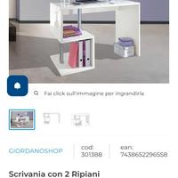 SCRIVANIA MODERNA "ESSE" - BIANCO LUCIDO - MAI USA