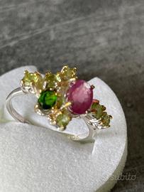 Anello artigianale argento 15ITA con rubino