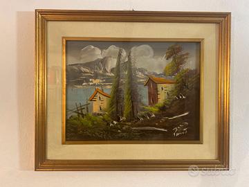 Quadro paesaggio montano dipinto a mano