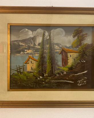Quadro paesaggio montano dipinto a mano