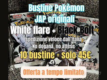 x10 Bustine Pokemon White Flare + Black Bolt NUOVE