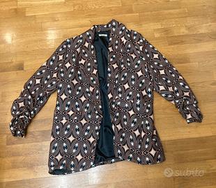 Blazer Strutturato con Stampa Geometrica Vintage