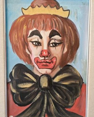 Quadro dipinto a olio "Pagliaccio" di Mussolini