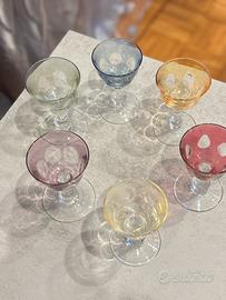 Set di 6 calici im vetri colorato. Qualità vintage