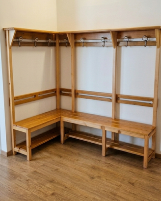 2 Panche spogliatoio su misura in legno noce