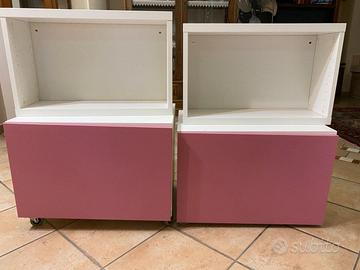 moduli ikea Besta colore bianco con sportelli rosa