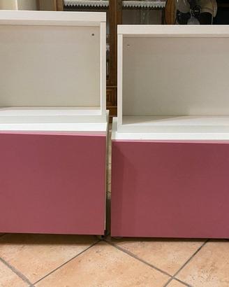 moduli ikea Besta colore bianco con sportelli rosa
