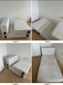 pouf letto trix Kartell e 4 sedie Gilbert Ikea