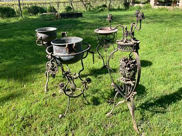 4 fioriere liberty autentiche ferro battuto