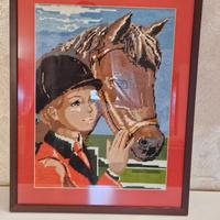 Quadro fatto a mano cavallo - fantino