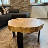 Tavolino tronco da salotto design in legno massell
