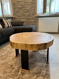 Tavolino tronco da salotto design in legno massell
