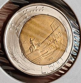 errore di conio 500 lire 1985 battitura decentrata