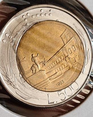 errore di conio 500 lire 1985 battitura decentrata