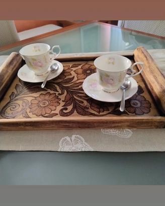 Vassoio legno centrotavola artigianato unico