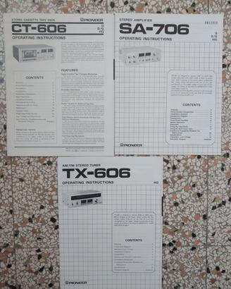 Libretti uso Pioneer Sa-706 tx-606 ct-606