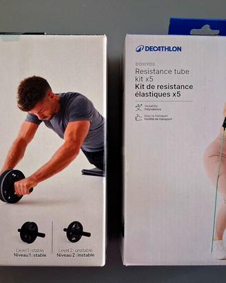 Ruota addominali e kit elastici di resistenza deca