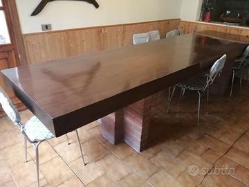 Tavolo in legno massello unico pezzo 370×100x16 cm