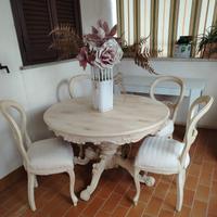 Tavolo rotondo shabby chic allungabile – Legno lav