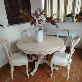 Tavolo rotondo shabby chic allungabile – Legno lav