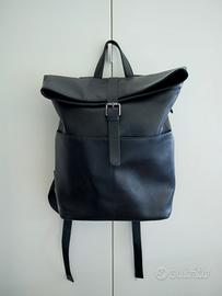Zaino Roll top Berliner in pelle nera