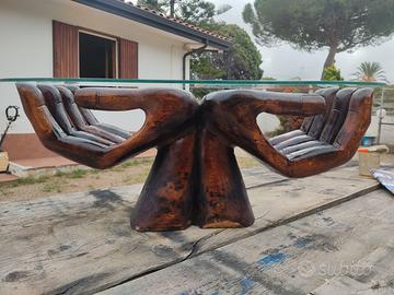 Tavoli in legno di teak con base vetro